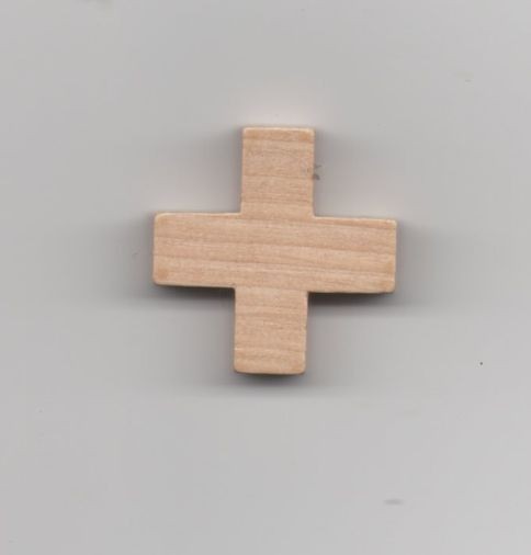 Holzkreuz 2,0cm natur seidenmatt, mit Durchlochung