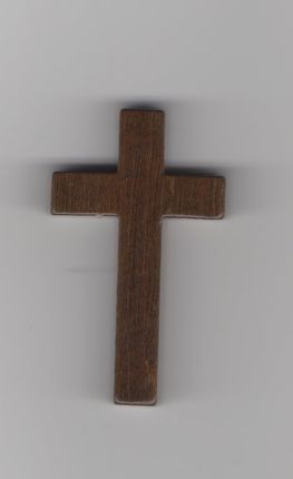 Holzkreuz 4,0 cm dunkelbraun, mit Durchlochung.