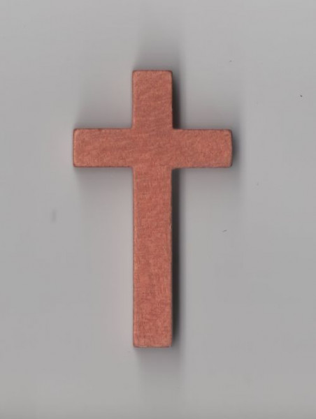 Holzkreuz 4,0cm rötlich braun seidenmatt, mit Durchlochung