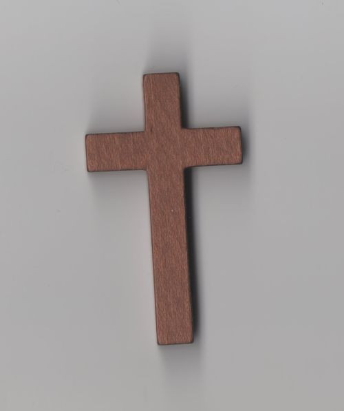 Holzkreuz 4,0cm braun seidenmatt, mit Durchlochung